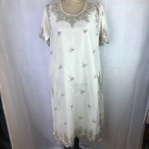 White floral embroidered designs womens dress set